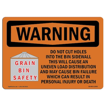 OSHA WARNING Sign, Grain Bin Silo Safety, 18in X 12in Decal